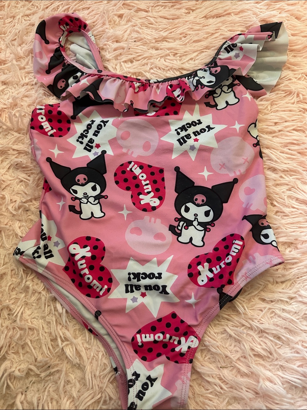 wonder nation Pink Kuromi Ruffle One-Piece Swimsuit
